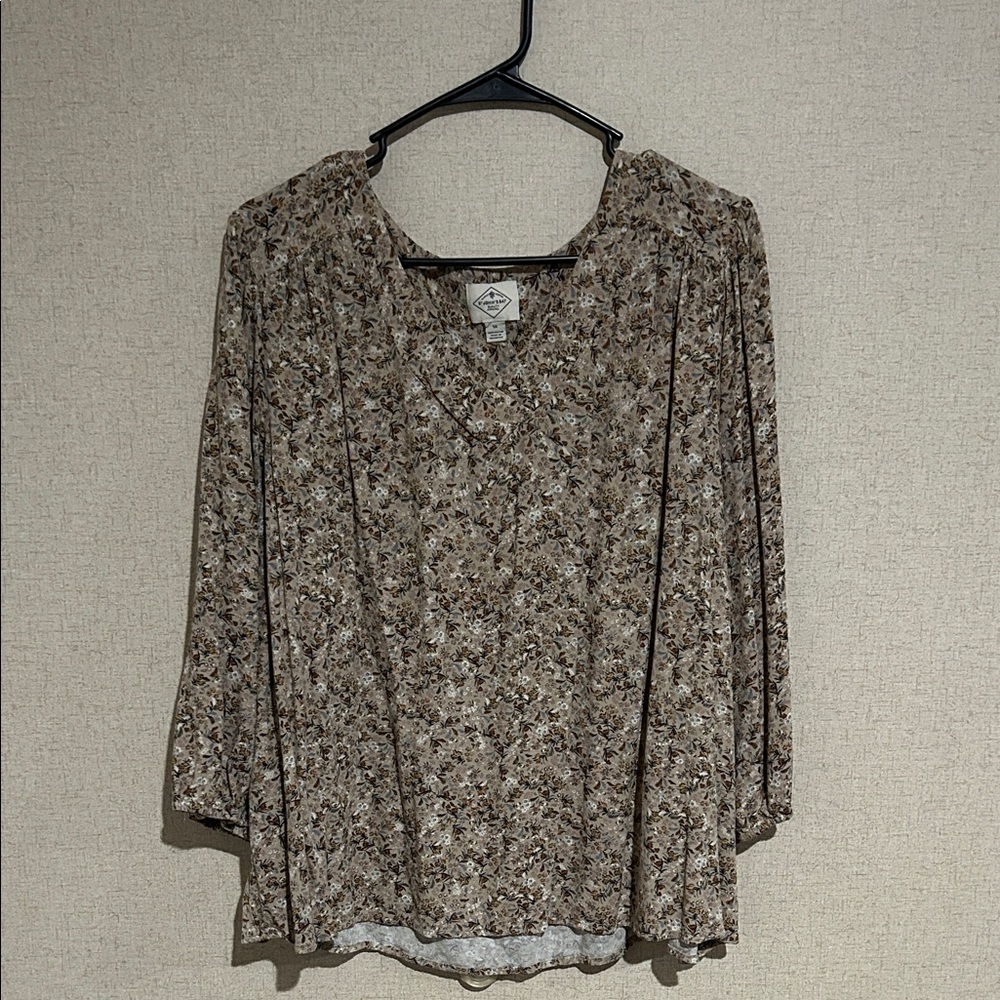 St. John's Bay Floral Print Blouse - Brown